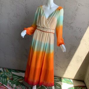 Elegant Multicolor Long Sleeve Dress
